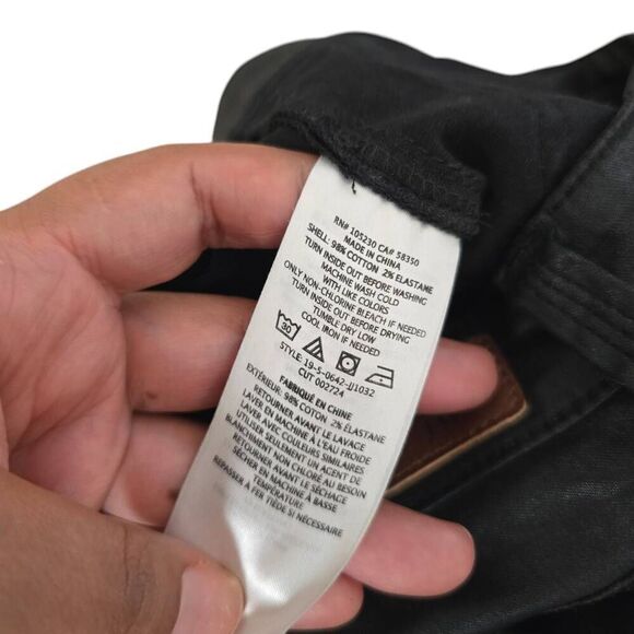 Joie Coated Skinny Jeans Womens 27 Black Denim Mid Rise Formal Ankle Zip Stretch - Picture 5 of 7